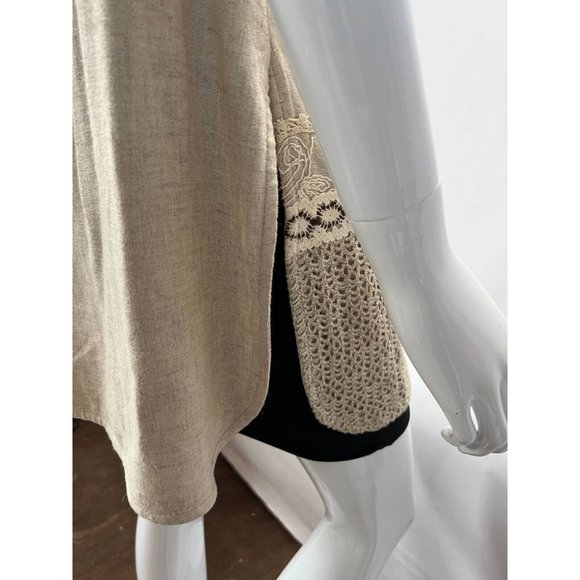 Vintage Megan Moore Womens Open Vest Beige Floral Crochet Embroidered USA 10 - Picture 12 of 12